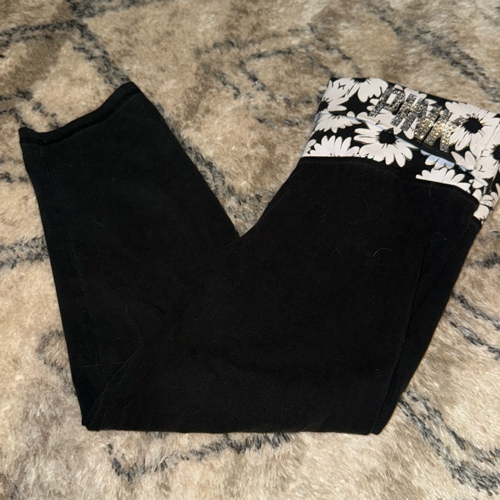 Cute flower top capri PINK leggings